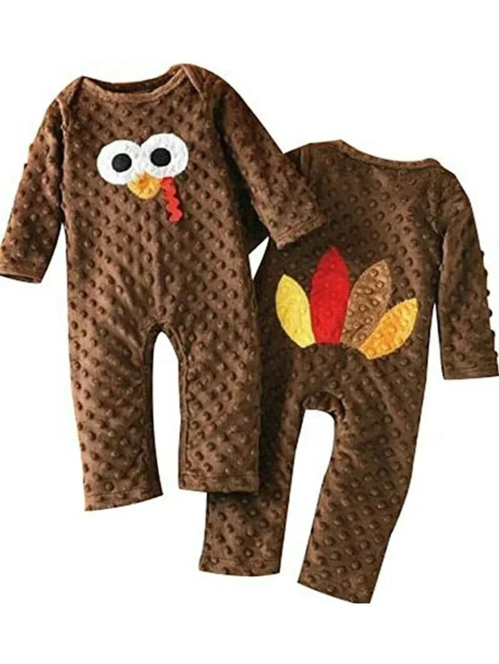 Mud Pie Velour Turkey Romper Sz 0-6 Months EUC